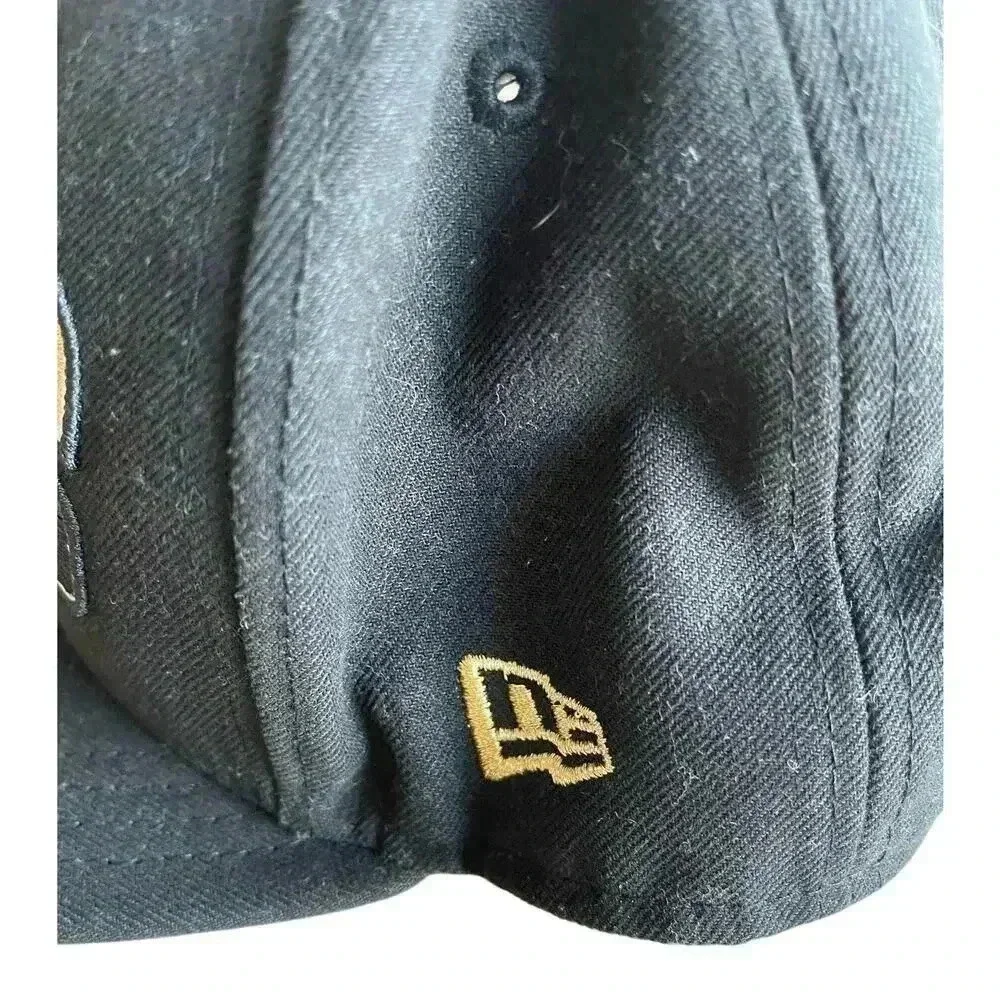 NFL New Era New Orleans Saints 59Fifty Hat Cap Sz 7 3/4 Embroidered Gold Brim